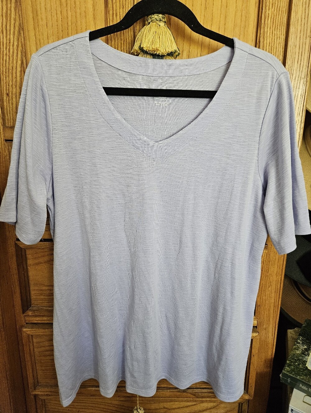 JJill Pima Cotton Elbow Sleeve Tee Lilac Large NWT